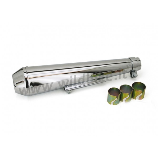 SILENCIEUX ECHAPPEMENT UNIVERSEL MEGATON CAFE RACER CHROME POUR CUSTOM MOTO