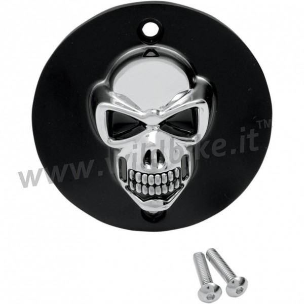 POINT COVER MIT 3D CHROM/SCHWARZ SKULL für HARLEY DAVIDSON TWIN CAM '77-'99