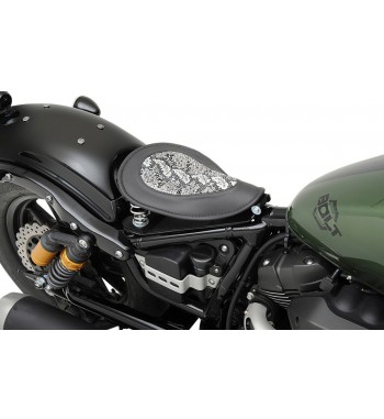 SELLE MONO SMALL BLANC ET NOIR AVEC RESSORTS  MOTO CUSTOM ET HARLEY