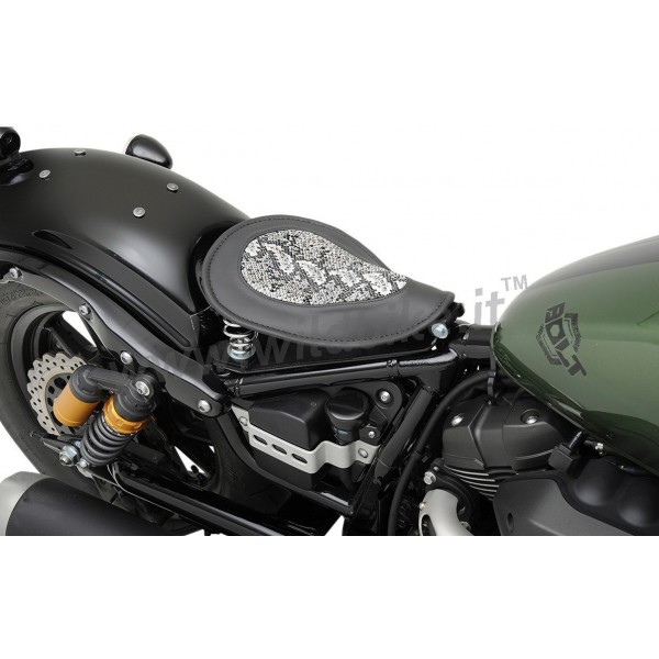 SELLE MONO SMALL BLANC ET NOIR AVEC RESSORTS  MOTO CUSTOM ET HARLEY