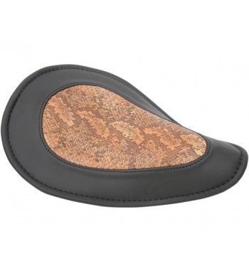 SELLA MONOPOSTO SMALL NERA E MARRONE STILE PITONE A MOLLE MOTO CUSTOM E HARLEY