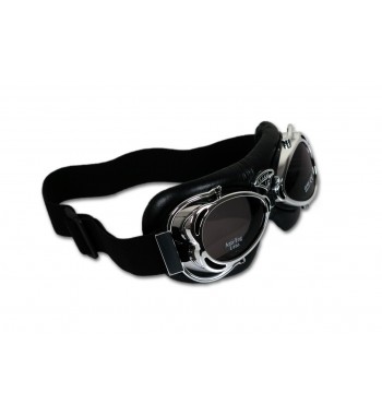 BRILLE DAKOTA CHROM LEDER SCHWARZE UV 400 FÜR CUSTOM MOTORRAD UND HARLEY DAVIDSON