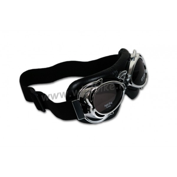 BRILLE DAKOTA CHROM LEDER SCHWARZE UV 400 FÜR CUSTOM MOTORRAD UND HARLEY DAVIDSON