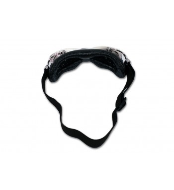 LUNETTES DAKOTA CHROME EN CUIR NOIR UV 400 POUR CUSTOM MOTO ET HARLEY DAVIDSON