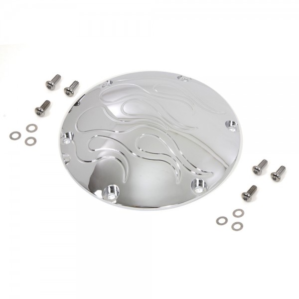 COUVERCLE D'EMBRAYAGE CARTER FLAMME EN RELIEF CHROME HARLEY DAVIDSON XL SPORTSTER ' 04-'15