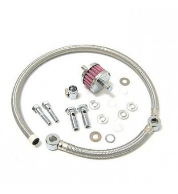 KIT RACCORDO TUBO SFIATO AEREONAUTICO ACCIAIO CARBURATORE HARLEY DAVIDSON BIG TWIN '93-'15