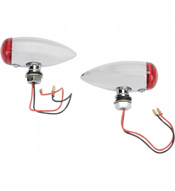 TURN SIGNAL BULLET CHROME LENS AND LED RED FOR MOTORCYCLE