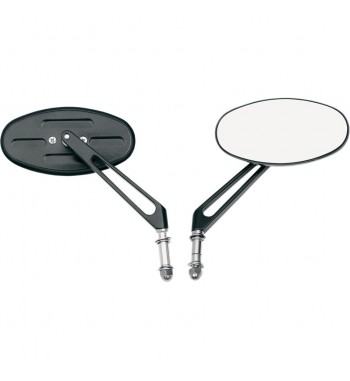 SPECCHIO OVALE BILLET STEALTH II NERO MOTO CUSTOM E HARLEY DAVIDSON