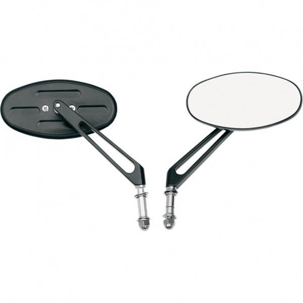 SPECCHIO OVALE BILLET STEALTH II NERO MOTO CUSTOM E HARLEY DAVIDSON