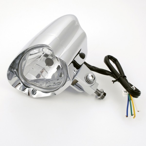 HEADLIGHT GLOW STYLE CHROME 5 3/4" 145 MM FOR MOTORCYCLES AND HARLEY DAVIDSON