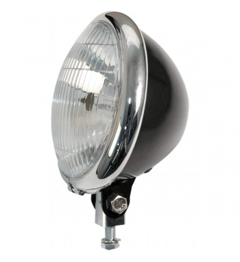 FARO FANALE ANTERIORE VINTAGE BATES NERO/CROMATO 140 MM. MOTO CUSTOM  E HARLEY DAVIDSON