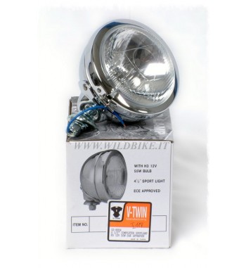 FARO AUSILIARIO LATERALE 110 MM.BULBO H3 MOTO CUSTOM E HARLEY