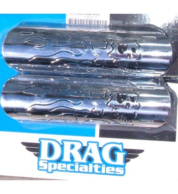 BOUCLIER THERMIQUES Crâne flamboyant  Chrome pour SILENCIEUX D'ECHAPPEMENT MOTO