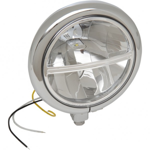 FARO FANALE ANTERIORE LED 5 3/4" LOW CROMATO PER MOTO CUSTOM E HARLEY DAVIDSON 