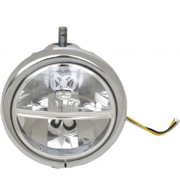 HEADLIGHT LED ASSEMBLY LOW CHROME 5 3/4" FOR MOTORCYCLE CUSTOM AND HARLEY DAVIDSON 