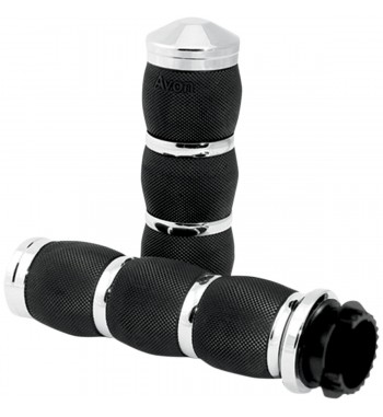 MANOPOLE AVON AIR CUSHION NERE CROMATE DA 7/8"  22 MM. PER MOTO 