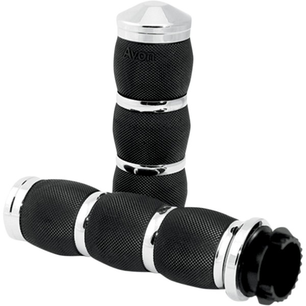 GRIPS AIR CUSHION CHROME BLACK 7/8" 22 MM. FOR MOTORCYCLE