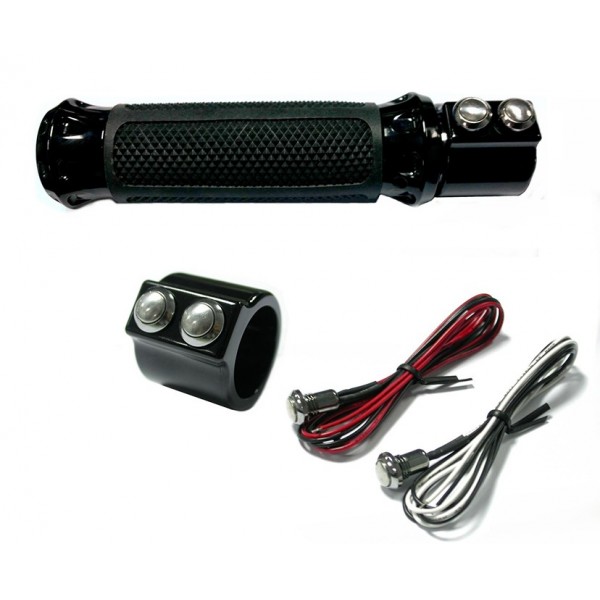 BOUTONS DE COMMUTATION DE KIT NOIR DOUBLE GUIDON 1 "POUR MOTO CUSTOM ET HARLEY DAVIDSON