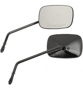 RECTANGULAR MIRRORS CLASSIC OEM ALU DIE-CAST BLACK LONG ST. FOR HARLEY DAVIDSON