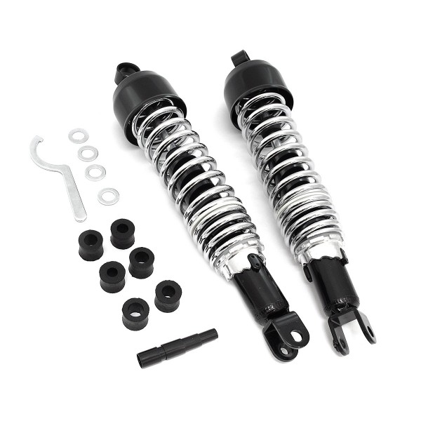 STOßDÄMPFERN HINTEREN DELUXE SCHWARZ/CHROM 13" MIT GABELKOPF für MOTORRAD