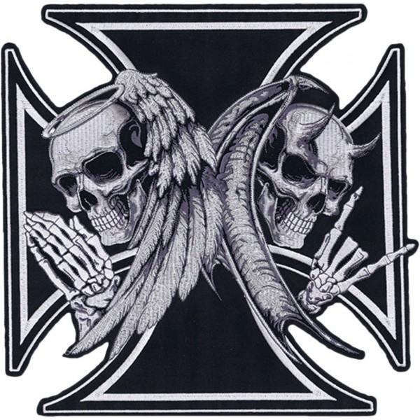 GESTICKT AUFNÄHER PATCH IRON CROSS SKULL 12 "X 13"