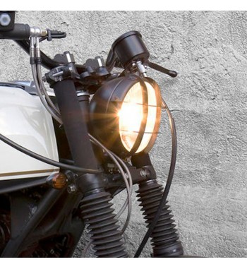 HEADLIGHT ASSEMBLY SCRAMBLER BLACK 5 3/4" FOR MOTORCYCLE AND HARLEY DAVIDSON 