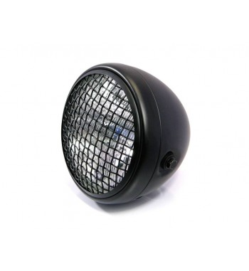 FARO FANALE ANTERIORE SCRAMBLER NERO C/GRIGLIA 7.7 " PER MOTO  E HARLEY DAVIDSON 