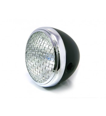 PHARE AVANT SCRAMBLER CHROME/NOIR 7.7" POUR MOTO ET HARLEY DAVIDSON