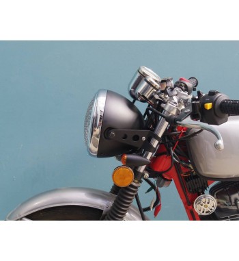 FARO FANALE ANTERIORE SCRAMBLER NERO/CROMATO C/GRIGLIA 7.7 " PER MOTO  E HARLEY DAVIDSON