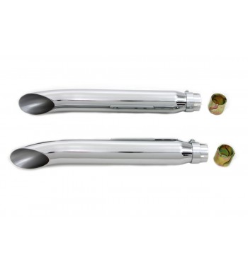 SCARICHI MARMITTE UNIVERSALI SET SLIP ON TURN-OUT DA 50 CM. IN ACCIAIO CROMATO PER MOTO CUSTOM