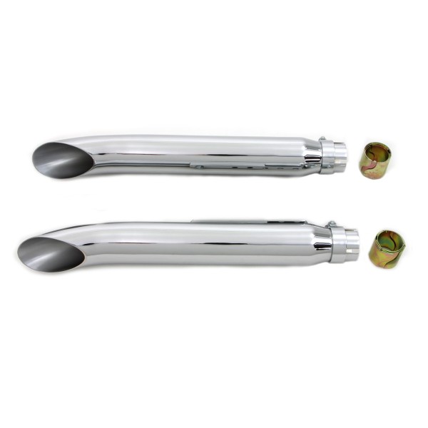 SCARICHI MARMITTE UNIVERSALI SET SLIP ON TURN-OUT DA 50 CM. IN ACCIAIO CROMATO PER MOTO CUSTOM