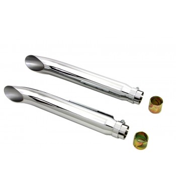 SILENCIEUX ÉCHAPPEMENTS SET UNIVERSEL SLIP ON UNIVERSAL TURN-OUT 50 CM. EN ACIER CHROME POUR MOTOS CUSTOM