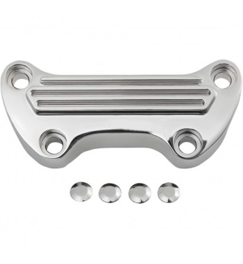RISER TOP CLAMP FINNED CHROME AVEC JUPE LONGUE POUR HARLEY DAVIDSON GUIDON