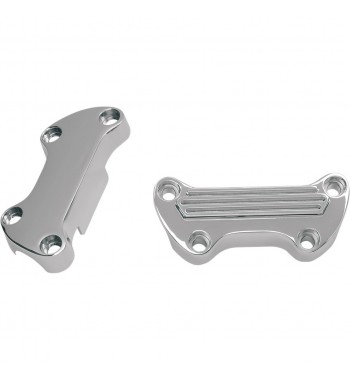 PIASTRA CLAMP LISCIA CROMATA A LEMBO LUNGO PER MANUBRIO HARLEY DAVIDSON