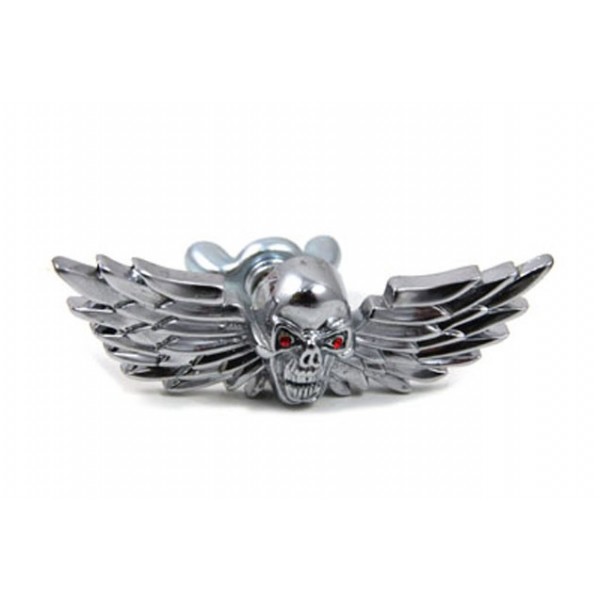 VERZIERUNG MEDALLION SCHÄDEL MIT FLÜGEL LIZENZ-PLATTE FÜR HARLEY UND CUSTOM BIKE SCHUTZBLECH