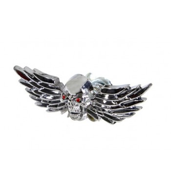 SKULL WITH WINGS ORNAMENT MEDALLION LICENSE PLATE FOR HARLEY DAVIDSON AND CUSTOM MOTORCYCLE