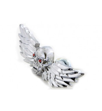 ORNAMENTO FREGIO TESCHIO ALATO PER TELAIO PORTATARGA MOTO CUSTOM E HARLEY