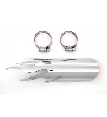 HEAT SHIELD TYPE FLAME LENGHT 23 CM. CHROME FOR EXHAUST MUFFLERS MOTORCYCLE