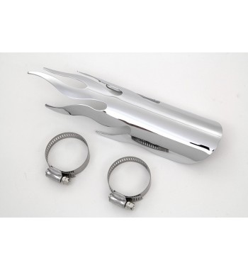 HEAT SHIELD TYPE FLAME LENGHT 23 CM. CHROME FOR EXHAUST MUFFLERS MOTORCYCLE