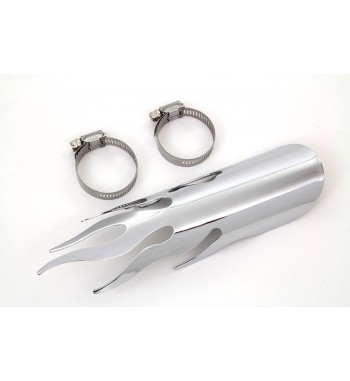BOUCLIER TERMIQUE FLAMME TYPE DE 23 CM CHROME POUR silencieux d'échappement MOTO