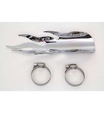 BOUCLIER TERMIQUE FLAMME TYPE DE 23 CM CHROME POUR silencieux d'échappement MOTO