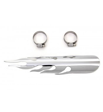 HEAT SHIELD TYPE FLAME LENGHT 30 CM. CHROME FOR EXHAUST MUFFLERS MOTORCYCLE