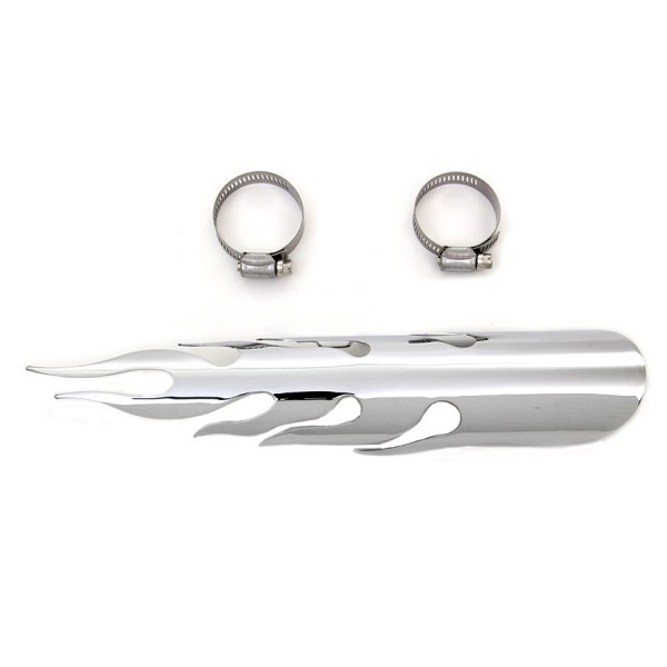 BOUCLIER TERMIQUE FLAMME TYPE DE 30 CM CHROME POUR silencieux d'échappement MOTO