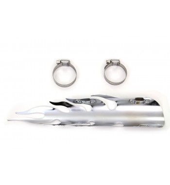 HEAT SHIELD TYPE FLAME LENGHT 30 CM. CHROME FOR EXHAUST MUFFLERS MOTORCYCLE
