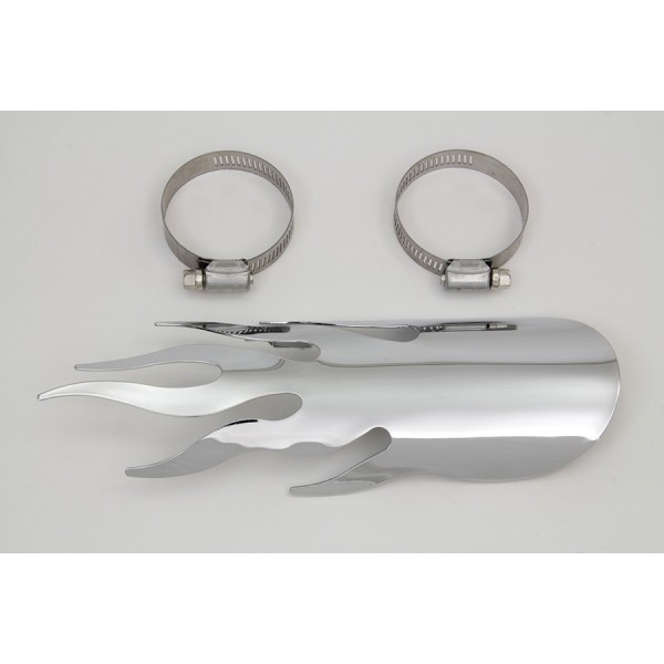 SCUDO PARACALORE LARGO MODELLO FIAMMA DA 23 CM. CROMATO PER MARMITTE SCARICHI MOTO