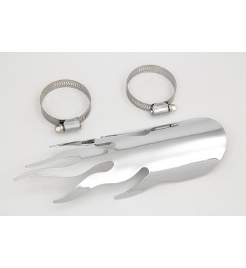 BOUCLIER TERMIQUE LARGE FLAMME TYPE DE 23 CM CHROME POUR silencieux d'échappement MOTO
