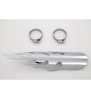 HEAT SHIELD LARGE TYPE FLAME LENGHT 30 CM. CHROME FOR EXHAUST MUFFLERS MOTORCYCLE
