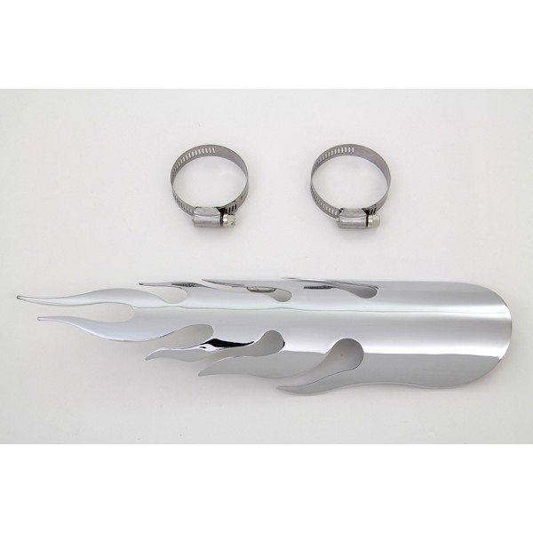 HITZESCHILD FLAME AUS 30 CM. GROSS VERCHROMT  FÜR Abgasschalldämpfer MOTORRAD