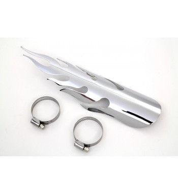 HEAT SHIELD LARGE TYPE FLAME LENGHT 30 CM. CHROME FOR EXHAUST MUFFLERS MOTORCYCLE