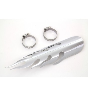 HEAT SHIELD LARGE TYPE FLAME LENGHT 30 CM. CHROME FOR EXHAUST MUFFLERS MOTORCYCLE